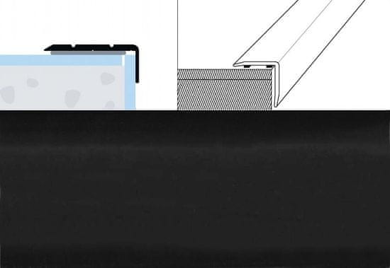 Eurofinal Schodová hrana šírka 2,45 x 1 cm, dĺžka 90 cm - čierny matný