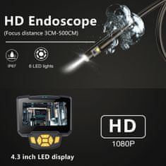 Inskam 112B endoskop so 4,3" displejom, 5,5 mm sondou, duálnou kamerou, 5 m pevným káblom