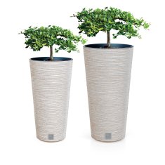 Prosperplast 2X Kvetináč Furu Slim Eco Wood Záhradný Vysoký Kvetináč 48 Cm/57,5 Cm, Biela + Vložka