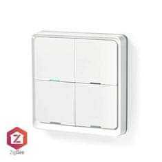 Nedis ZBWS40WT - SmartLife nástenný vypínač | Zigbee 3.0 | Nástenný Držiak | Android / IOS | Plast | Biela