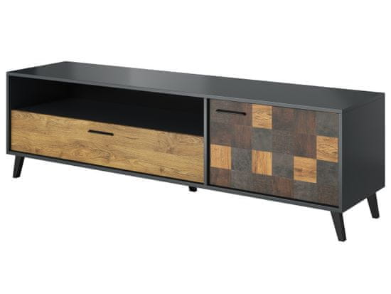 Cama meble TV stolík Soul 180 - antracit / alpský dub tmavý / aquare dance dark