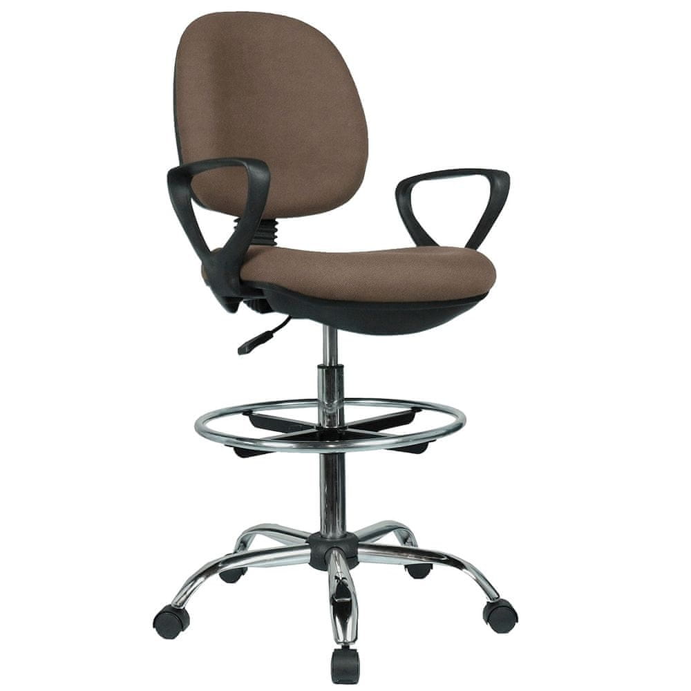 KONDELA Kancelárska stolička s podnožkou Tamber - hnedá / čierna / chróm