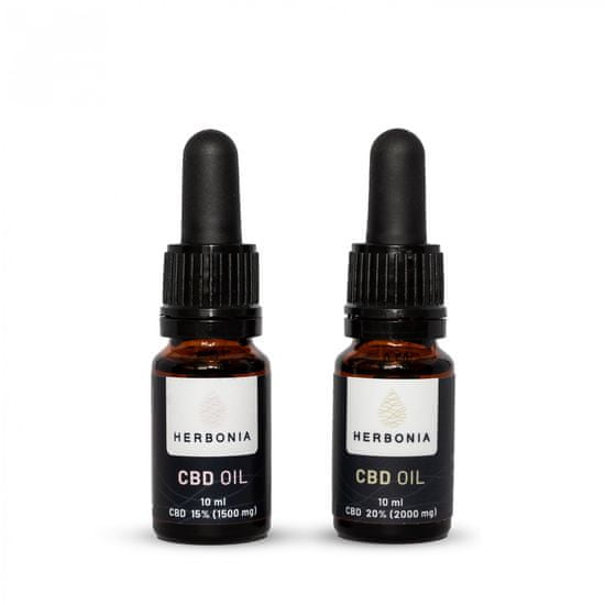 Herbonia Výhodný balíček pre pár, Varianta: 15% CBD Konopný olej, 10 ml + 20% CBD Konopný olej, 10 ml