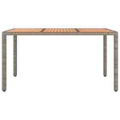 Vidaxl Záhradný stôl drevená doska sivý polyratan a masívna akácia