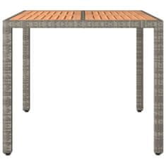 Petromila vidaXL Záhradný stôl drevená doska sivý polyratan a masívna akácia