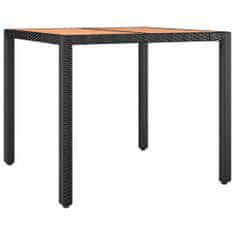 Vidaxl Záhradný stôl drevená doska čierny polyratan a masívna akácia