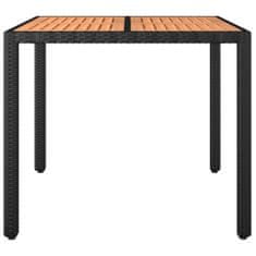 Petromila vidaXL Záhradný stôl drevená doska čierny polyratan a masívna akácia