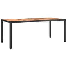 Petromila vidaXL Záhradný stôl drevená doska čierny polyratan a masívna akácia