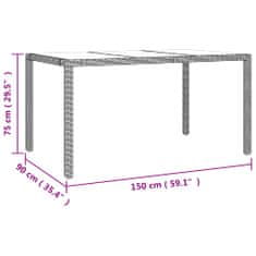 Petromila vidaXL Záhradný stôl sklenená doska béžový polyratan a tvrdené sklo