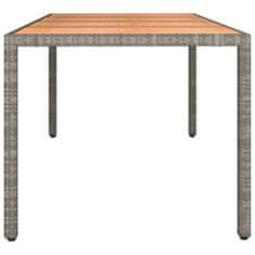 Petromila vidaXL Záhradný stôl drevená doska sivý polyratan a masívna akácia