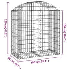 Vidaxl Oblúkový gabionový kôš 100x50x100/120 cm pozinkované železo