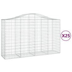 Vidaxl Oblúkové gabionové koše 25 ks 200x50x120/140 cm pozink. železo