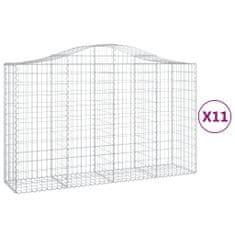 Vidaxl Oblúkové gabionové koše 11 ks 200x50x120/140 cm pozink. železo