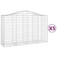 Vidaxl Oblúkové gabionové koše 5 ks 200x50x120/140 cm pozink. železo