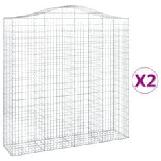 Vidaxl Oblúkový gabionový kôš 2 ks 200x50x200/220cm pozinkované železo