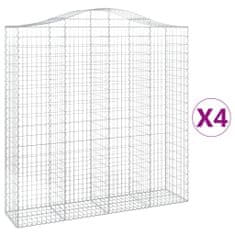 Vidaxl Oblúkový gabionový kôš 4 ks 200x50x200/220cm pozinkované železo