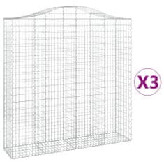 Vidaxl Oblúkový gabionový kôš 3 ks 200x50x200/220cm pozinkované železo