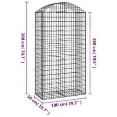 Vidaxl Oblúkový gabionový kôš 100x50x180/200 cm pozinkované železo