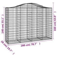 Petromila vidaXL Oblúkové gabionové koše 2 ks 200x50x140/160 cm pozink. železo