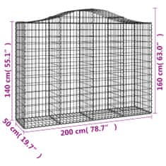 Petromila vidaXL Oblúkové gabionové koše 8 ks 200x50x140/160 cm pozink. železo