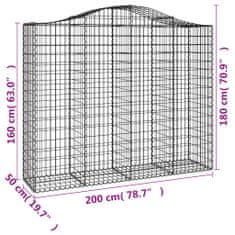 Petromila vidaXL Oblúkové gabiónové koše 7ks 200x50x160/180cm pozinkované železo