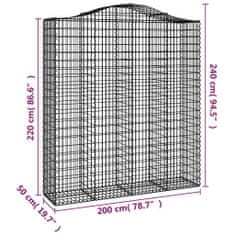 Petromila vidaXL Oblúkové gabiónové koše 9ks 200x50x220/240cm pozinkované železo