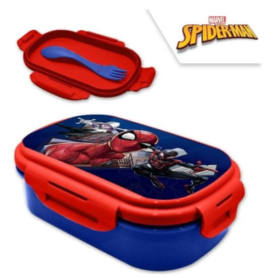 KIDS LICENSING Delený plastový box na desiatu s vidličkou SPIDERMAN, SP16033