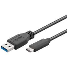 PremiumCord Kábel USB 3.2 konektor C/male - USB 3.0 A/male, čierny, 15cm