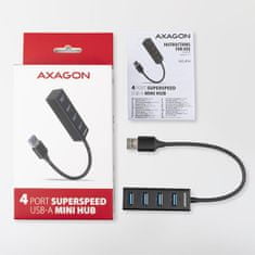 AXAGON HUE-M1A, 4x USB 3.2 Gen 1 MINI húb, kovový, kábel USB-A 20cm