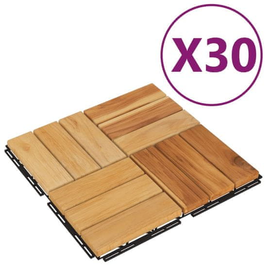 Vidaxl Terasové dlaždice 30 ks 30x30 cm masívny tík