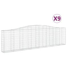 Vidaxl Oblúkové gabiónové koše 9ks 400x30x100/120cm pozinkované železo