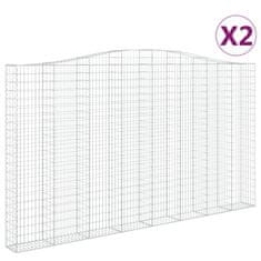 Vidaxl Oblúkový gabionový kôš 2 ks 400x30x220/240cm pozinkované železo