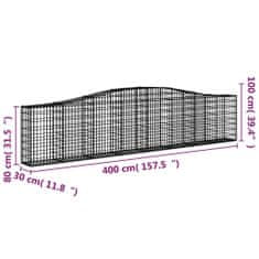 Petromila vidaXL Oblúkové gabionové koše 4 ks 400x30x80/100cm pozinkované železo