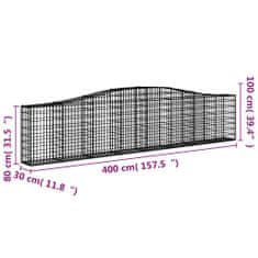 Petromila vidaXL Oblúkové gabionové koše 3 ks 400x30x80/100cm pozinkované železo