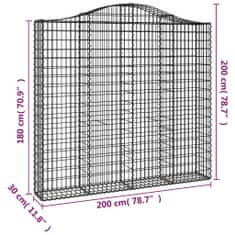 Petromila vidaXL Oblúkové gabiónové koše 3ks 200x30x180/200cm pozinkované železo