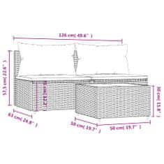 Vidaxl 3-dielna záhradná sedacia súprava s podložkami polyratan hnedá