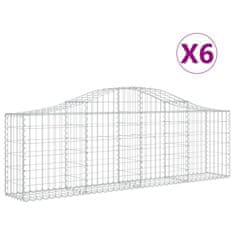 Vidaxl Oblúkový gabionový kôš 6 ks 200x30x60/80 cm pozinkované železo