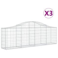 Vidaxl Oblúkový gabionový kôš 3 ks 200x30x60/80 cm pozinkované železo