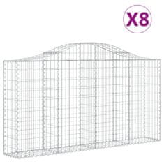 Vidaxl Oblúkové gabiónové koše 8ks 200x30x100/120cm pozinkované železo