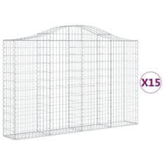 Vidaxl Oblúkové gabionové koše 15 ks 200x30x120/140 cm pozink. železo