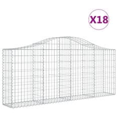 Vidaxl Oblúkové gabionové koše 18ks 200x30x80/100cm pozinkované železo