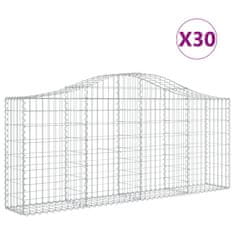 Vidaxl Oblúkové gabionové koše 30ks 200x30x80/100cm pozinkované železo