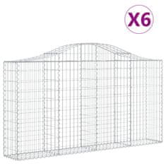 Vidaxl Oblúkové gabiónové koše 6ks 200x30x100/120cm pozinkované železo