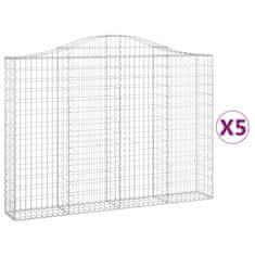 Vidaxl Oblúkové gabionové koše 5 ks 200x30x140/160 cm pozink. železo