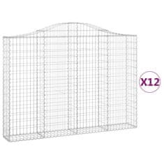 Vidaxl Oblúkové gabionové koše 12 ks 200x30x140/160 cm pozink. železo