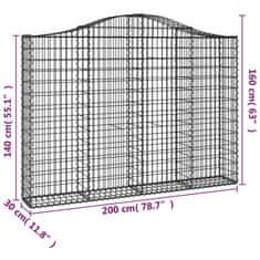 Vidaxl Oblúkové gabionové koše 9 ks 200x30x140/160 cm pozink. železo