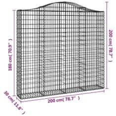 Petromila vidaXL Oblúkové gabiónové koše 5ks 200x30x180/200cm pozinkované železo