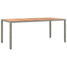 Vidaxl Záhradný stôl drevená doska sivý polyratan a masívna akácia