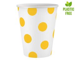 GoDan Papierové poháre s bodkami žlté 250 ml 6ks