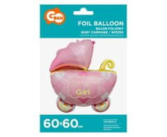 GoDan Fóliový balón kočík Baby Girl 60cm